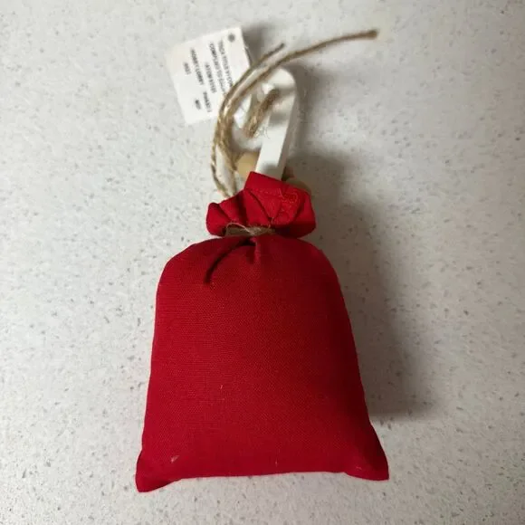 Farmhouse Monogram “M” Ornament | Red Fabric Christmas Decor | NWT - Picture 4 of 4